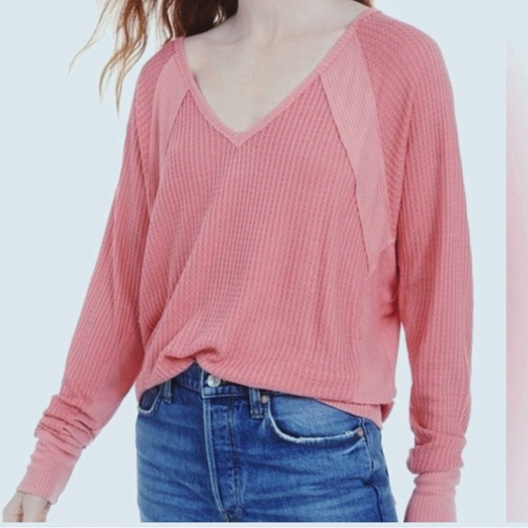 FREE PEOPLE SANTA CLARA THERMAL TOP DUSTY MAUVE XS TO M - Picture 5 of 5